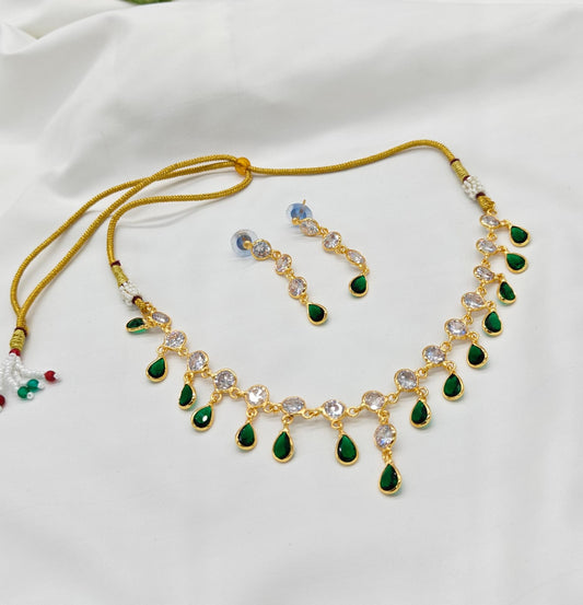 Red, Green & White Teardrop AD Pendant Necklace with Matching Earrings