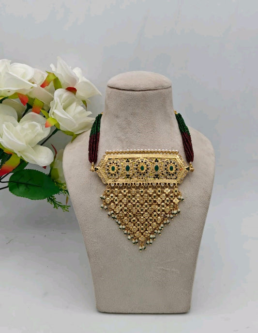Traditional Antique Gold Plated Kundan Choker Necklace