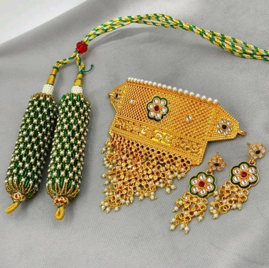 South Indian Temple Jewelry Set – Handmade with Kundan & Pearl Work